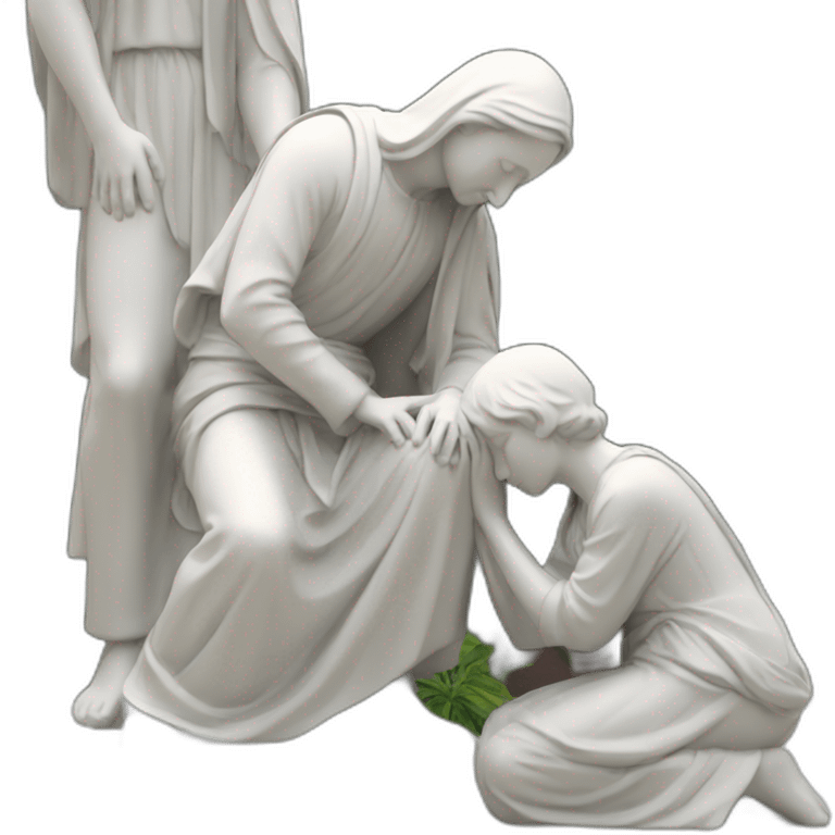 Man bowing to Virgin Mary statue emoji