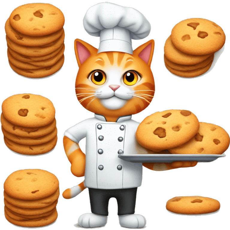 Chef orange cat with tray of cookies emoji