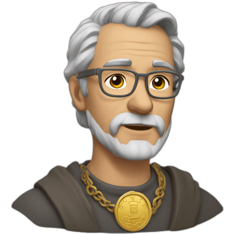 medieval coin engravers guild leader, 50 years old, grey hair, bust, has a necklace with a coin emoji