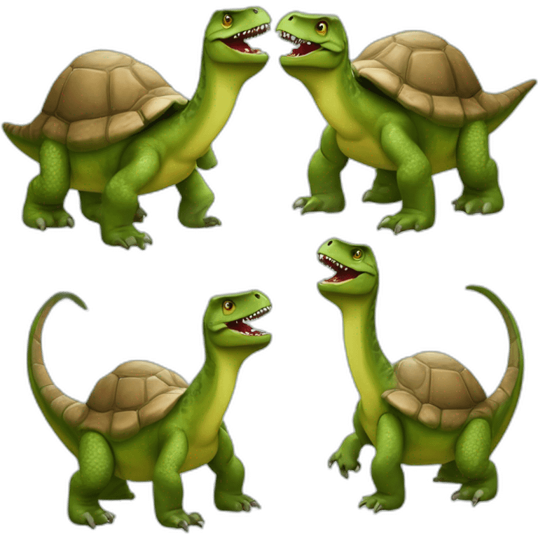 Dinosaures sur une tortue emoji