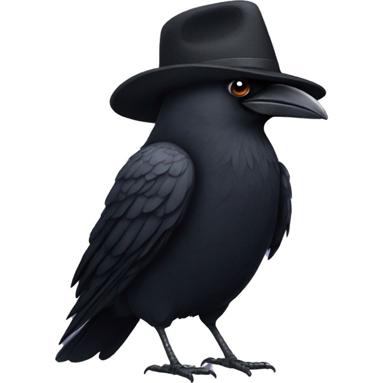 A crow wearing a hat emoji