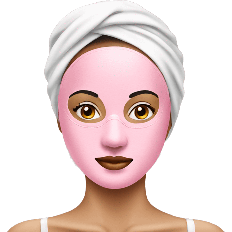 Lady with pink face mask spa beauty full face relaxing emoji