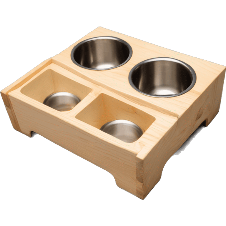 Elevated rectangular pine wood dog feeder with 2 bowls emoji