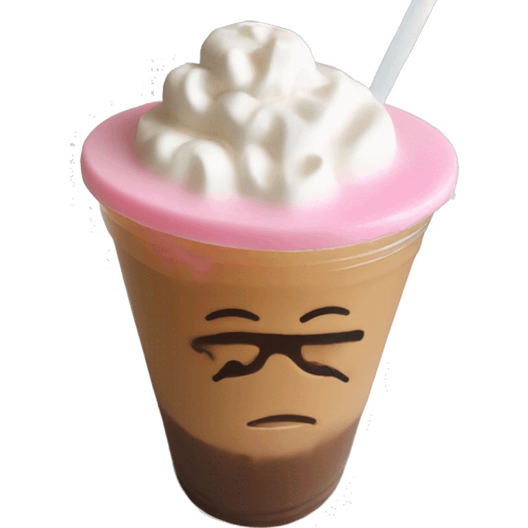 iced coffee with pink foam emoji