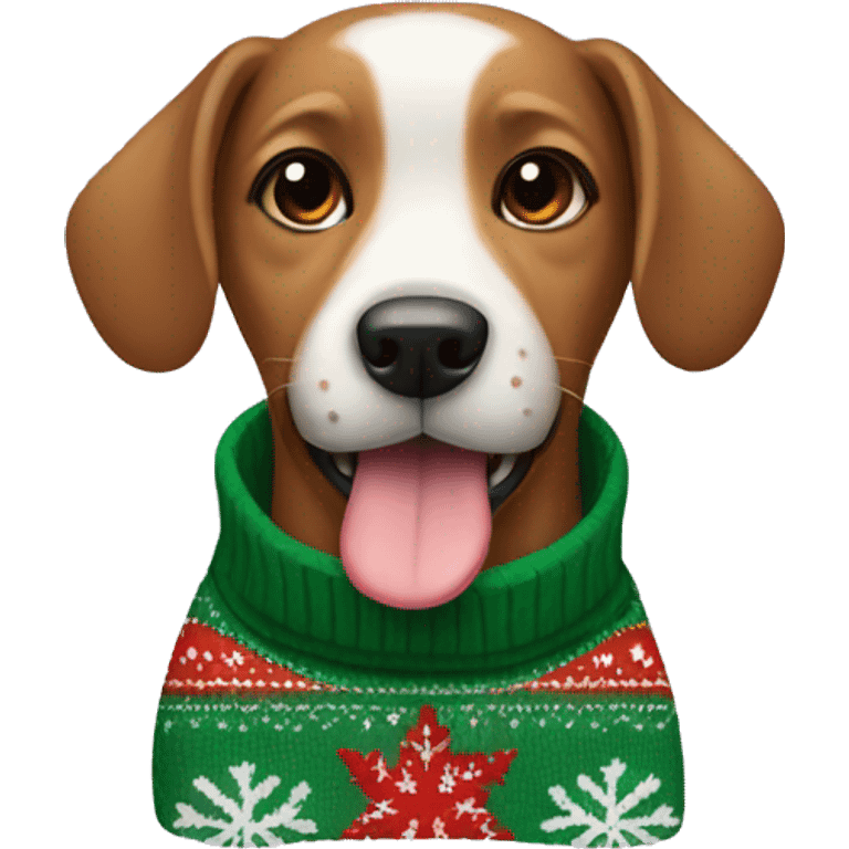 Dog with Christmas sweater om emoji