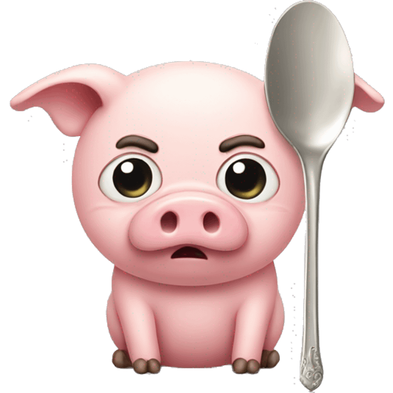 Sad pig with spoon emoji