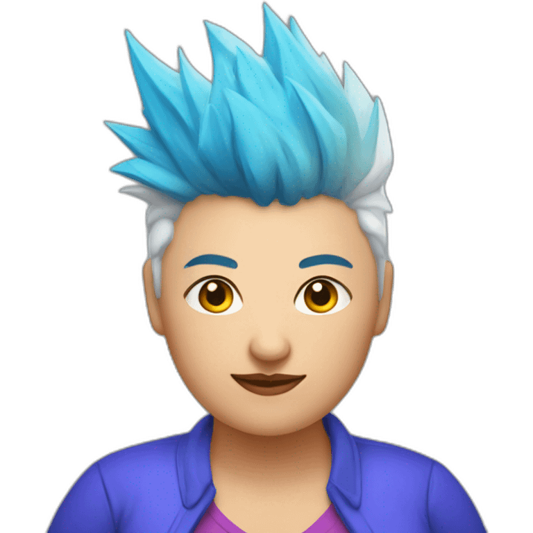 Older fat lesbian Chilean very short spiky bright blue hair emoji