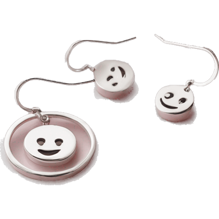 circle silver earring with a little pendant emoji