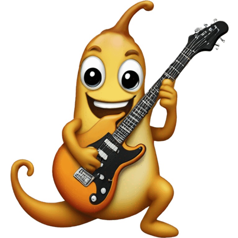 Happy slug playing electric guitar emoji