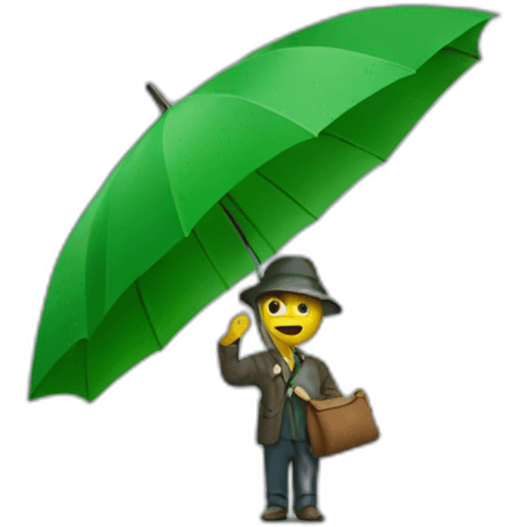 Man holding green umbrella  emoji