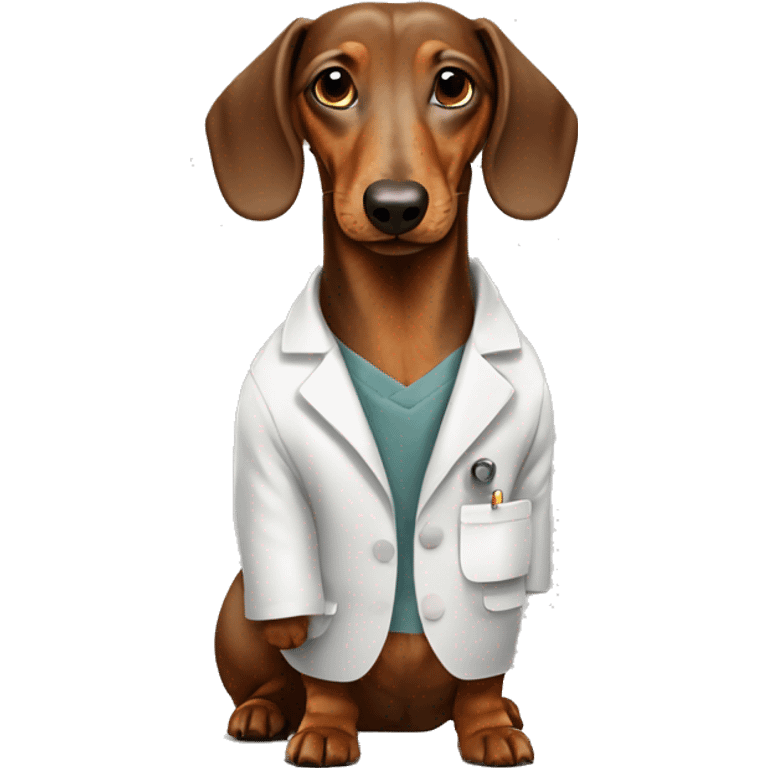 Wire-hired dachshund  dirty color wearing a lab coat emoji