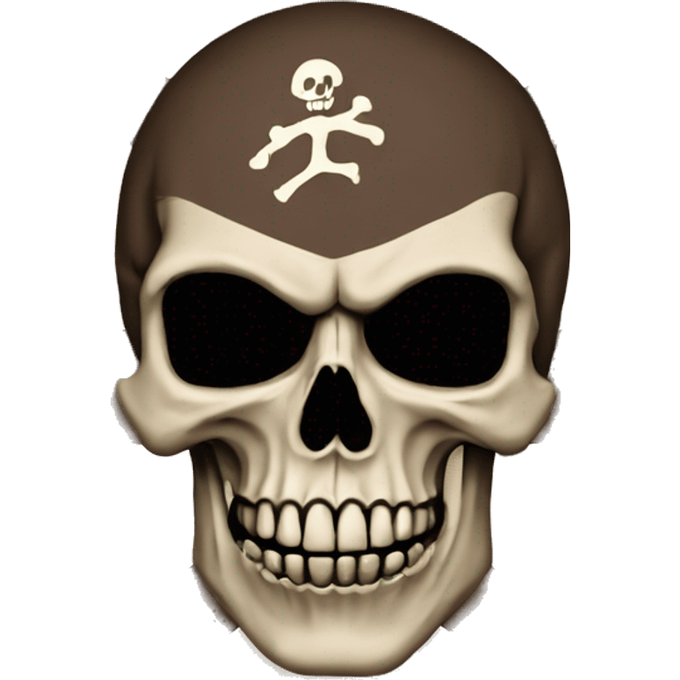 Flag with a skull. The background ist brown and the skull white. emoji