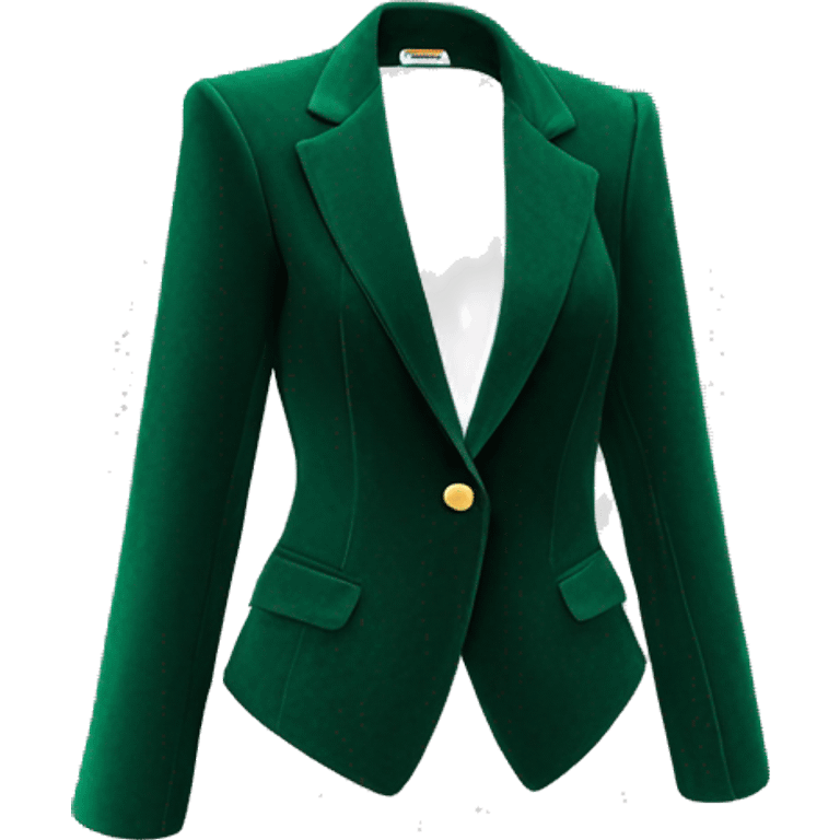 Realistic isolated side view of an open emerald green velvet feminine fashion blazer jacket. emoji