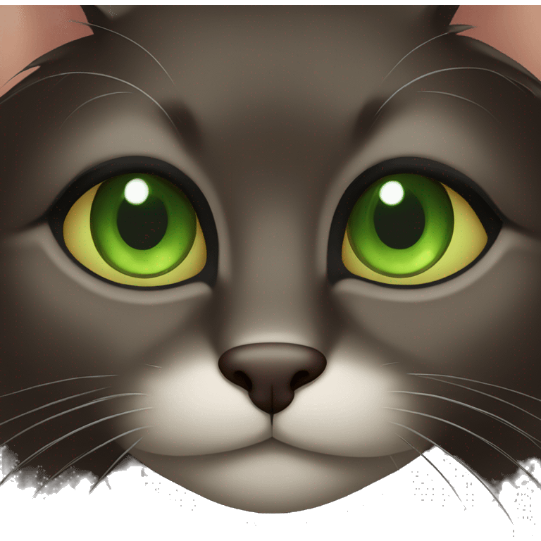 dark brown cat with green eyes emoji