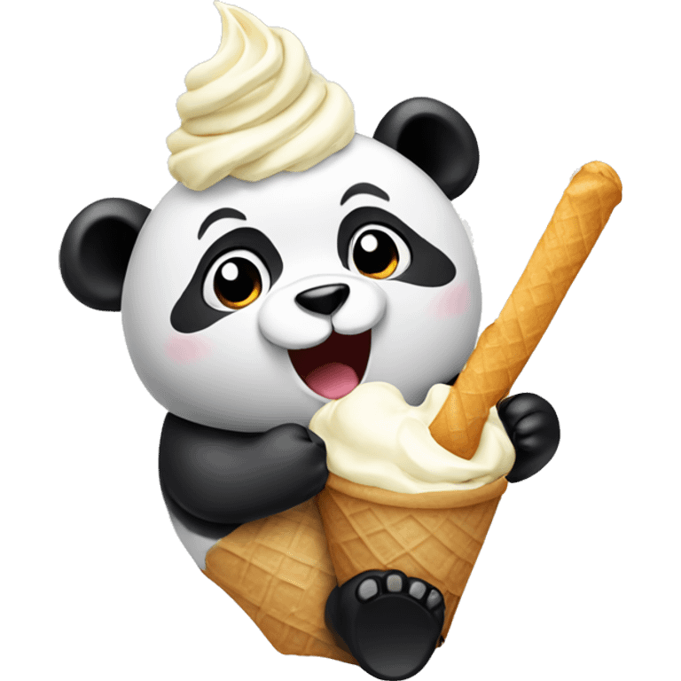 Panda eating ice cream emoji