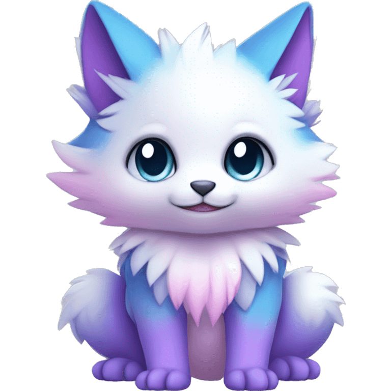 Cute cool white blue purple pink animal hybrid Fakemon full body emoji