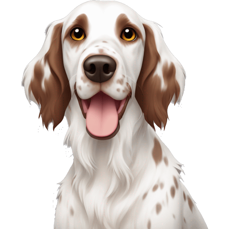 White and brown english setter with uni Brown ears  emoji