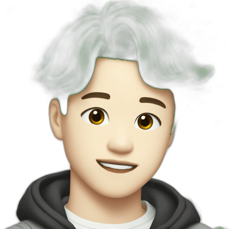 Jimin from BTS with half christmas red and half christmas green hair emoji