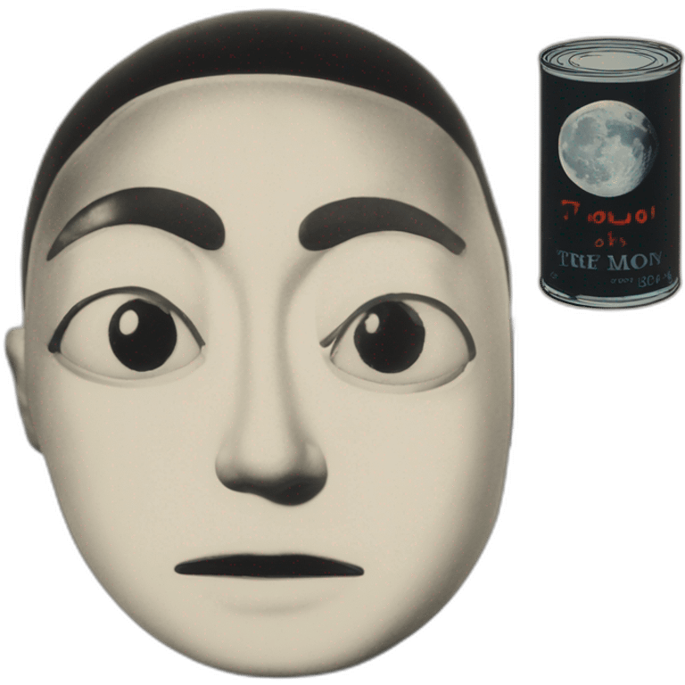 Moon from Trip to the moon (1922) with a warhol campbell can in his eye emoji