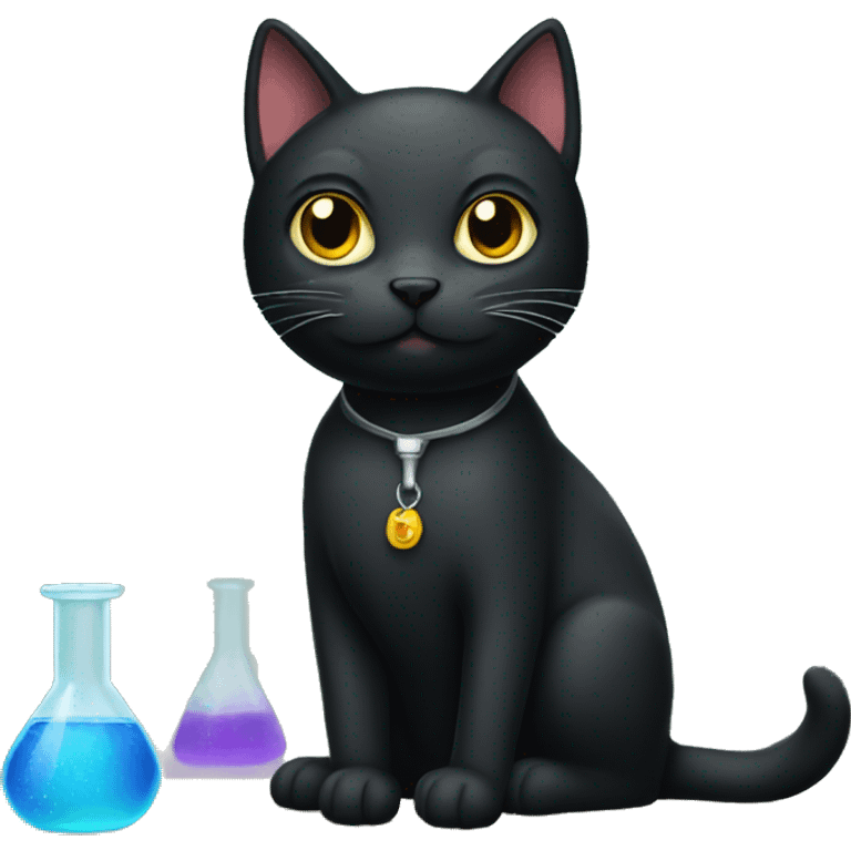 Black cat in science lab emoji