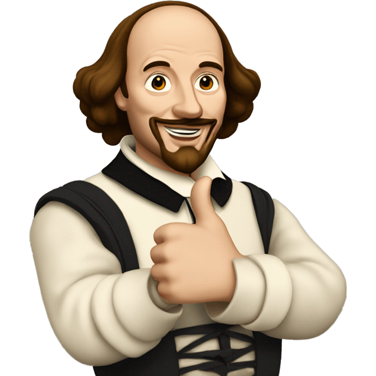 William Shakespeare with one thumbs up emoji