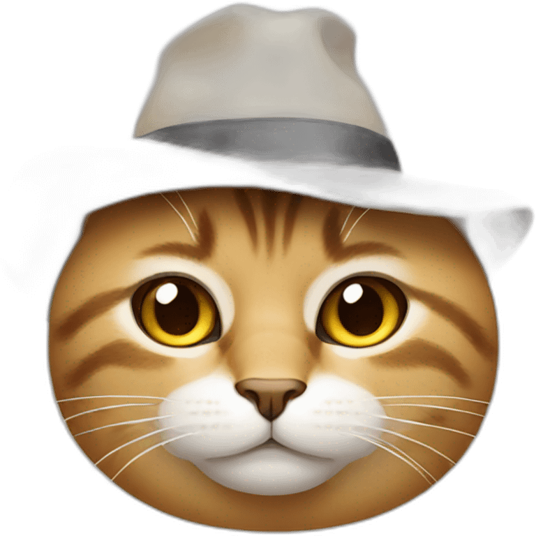 cat with a hat with a bored face emoji