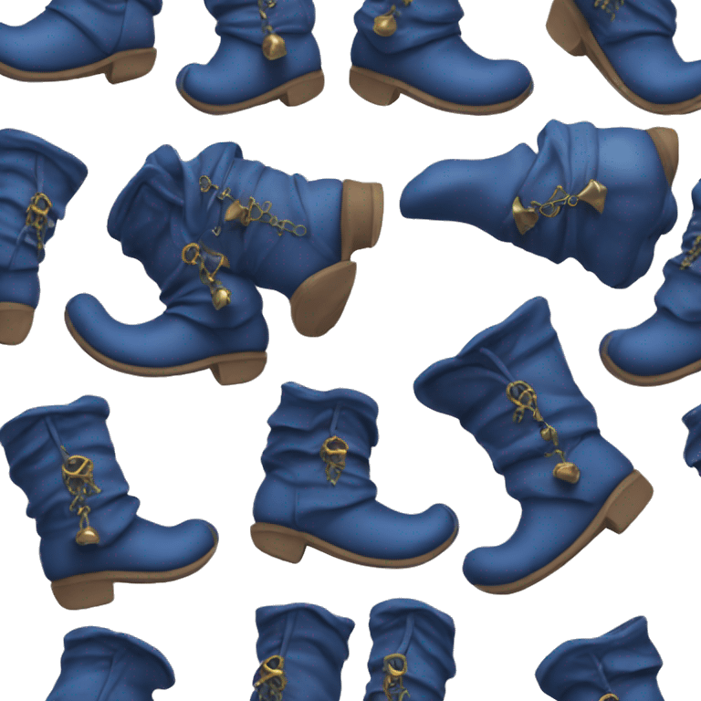 Realistic isolated dark blue elf boots with bells. emoji