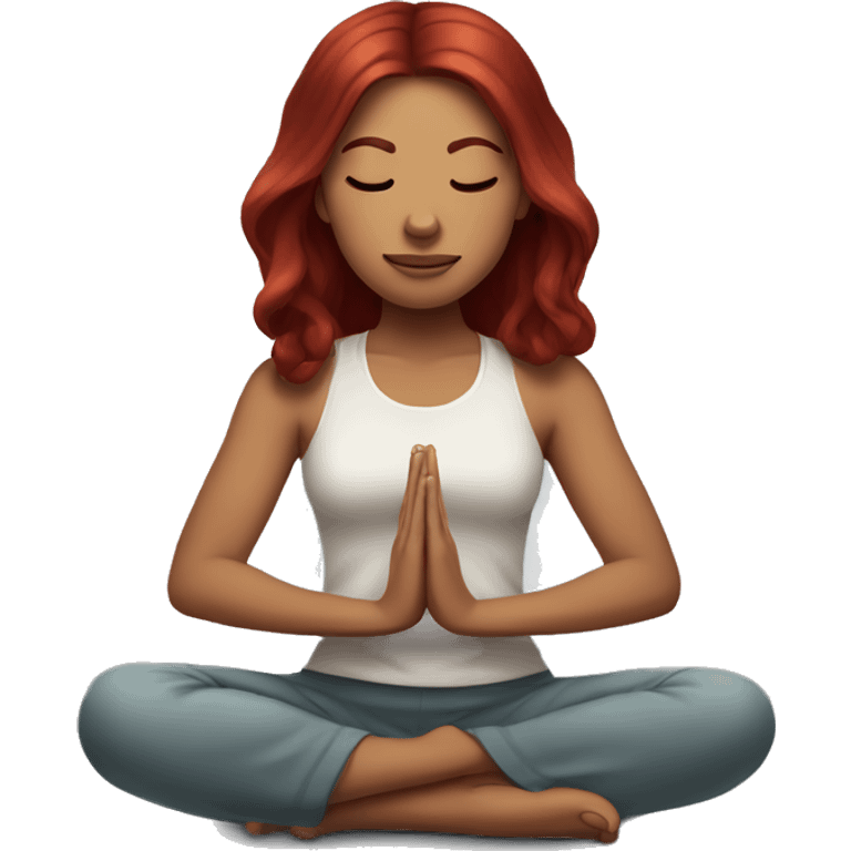 Dark red hair girl light Skin meditating  emoji