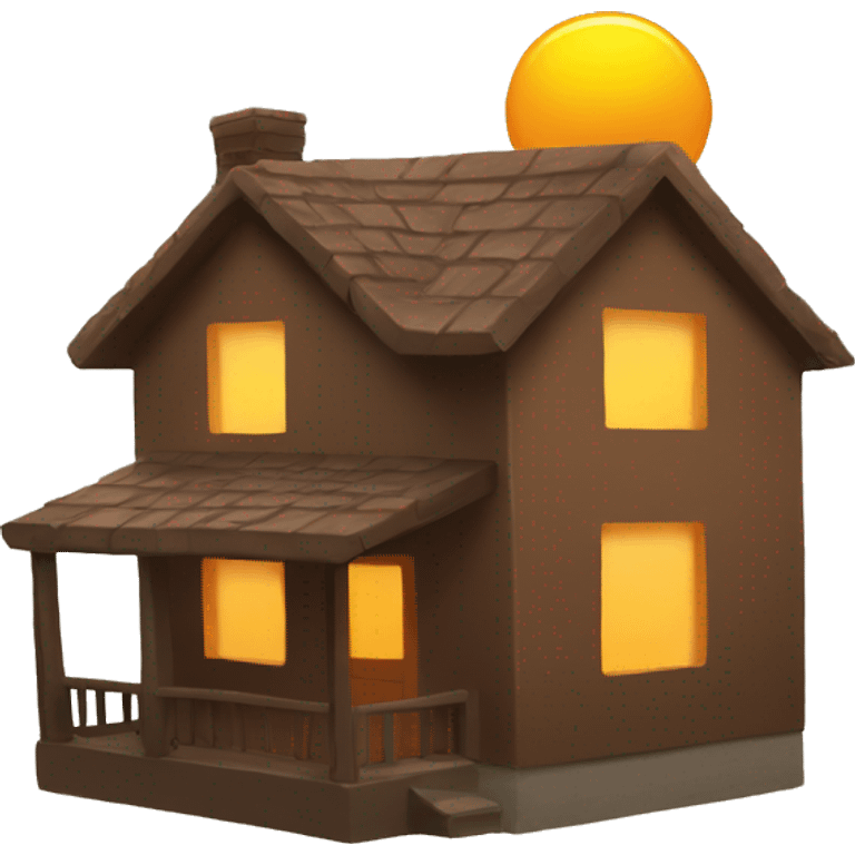 brown square house with a sun painted on it emoji