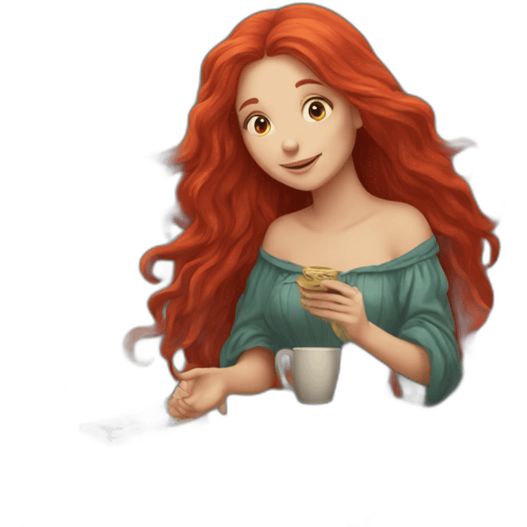 a red long haired girl with a deck of tarot cards emoji