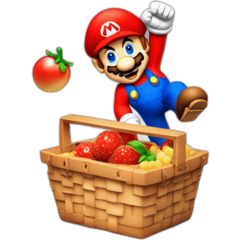 mario bouncing off a picnic basket emoji