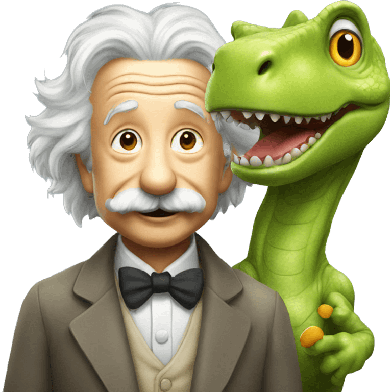 albert einstein happy with dinosour emoji