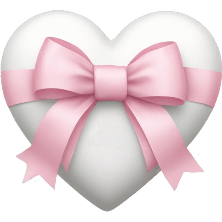 White heart with light pink ribbon bow emoji