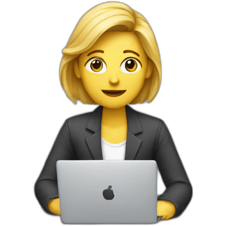 A journalist writes an article on a laptop emoji