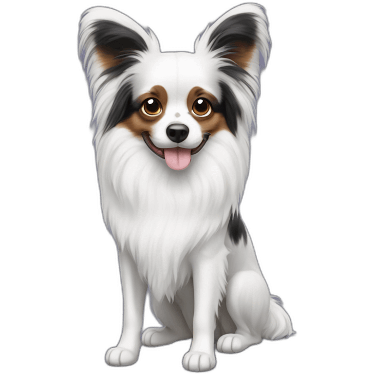 Black and white Papillon dog emoji