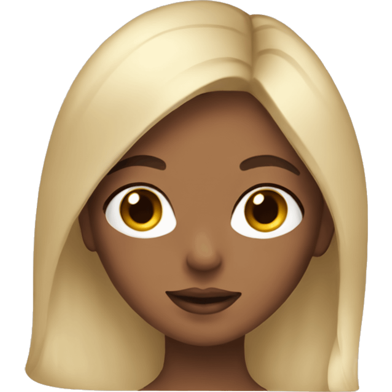 Girl with brunette hair and blonde highlights doing skin care  emoji