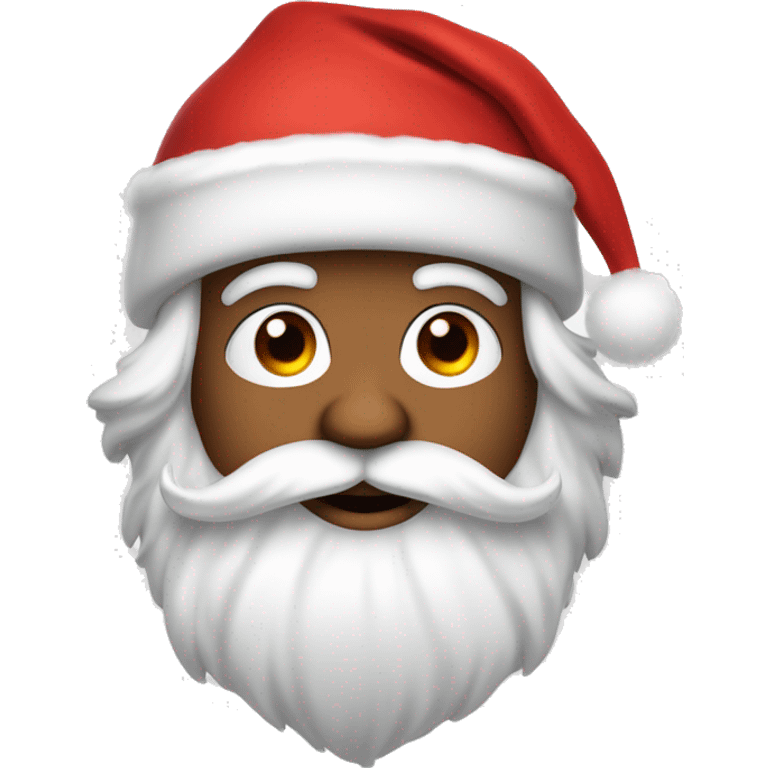 “An adorable Santa with a red suit, fluffy white beard, rosy cheeks, big eyes, and a red hat with a white pom-pom réaliste  emoji