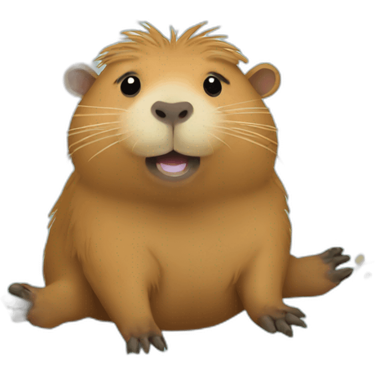 Capybara surrounded by mess emoji