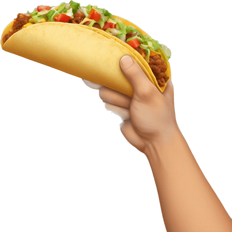 arm from elbow with a hand handing over a taco emoji