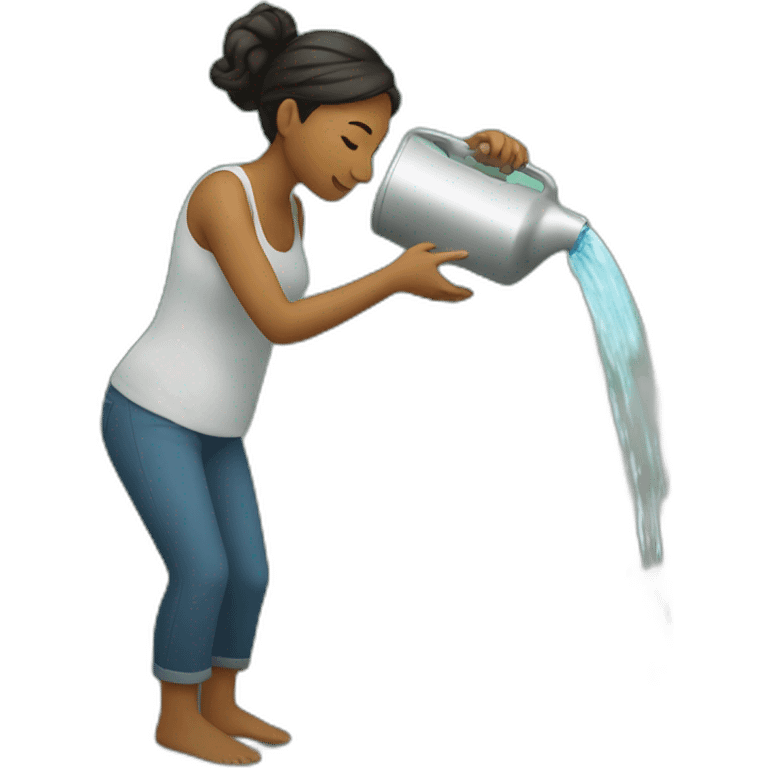 women pouring water into a river emoji