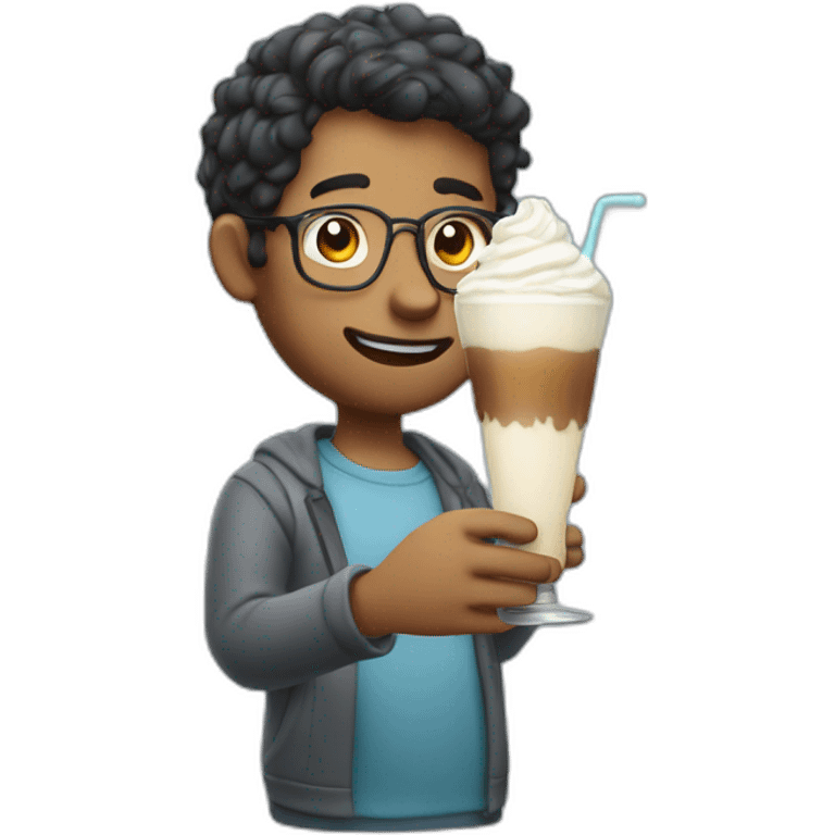 Yanderedev holding a glass of icing emoji