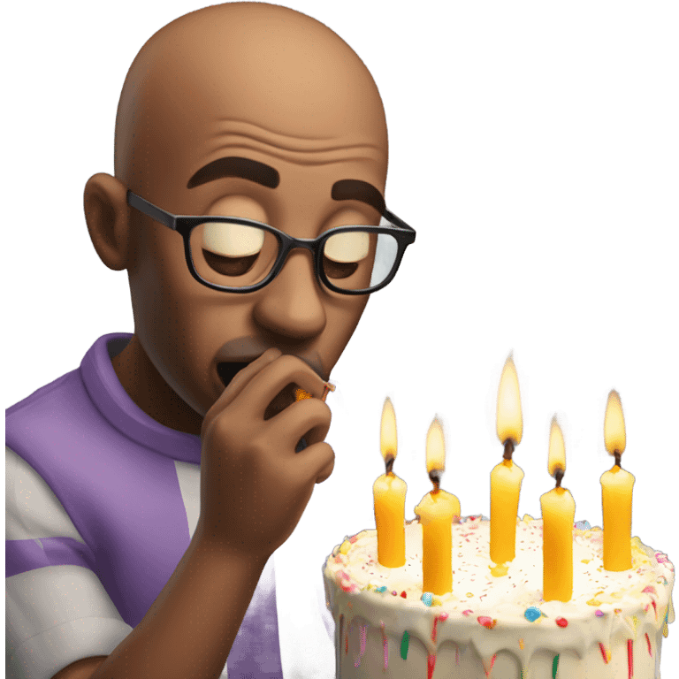 Bald man blowing out birthday candle  emoji