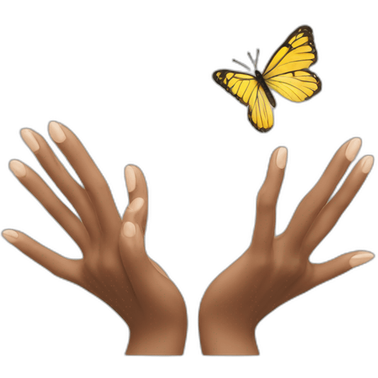 Two hands making a butterfly emoji