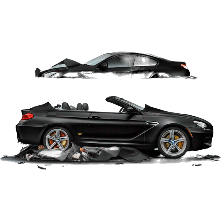 Crashed black BMW M6 2024 emoji