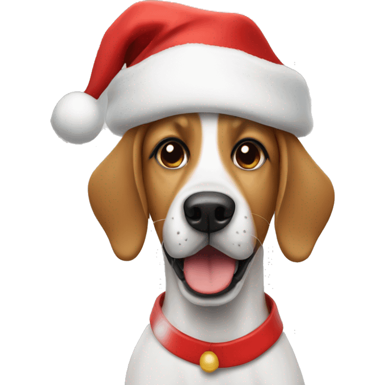 Dog wearing a Santa hat emoji