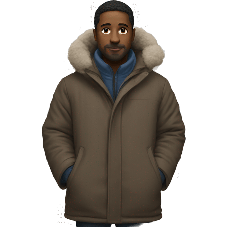 Person in an art gallery wearing a big winter coat emoji