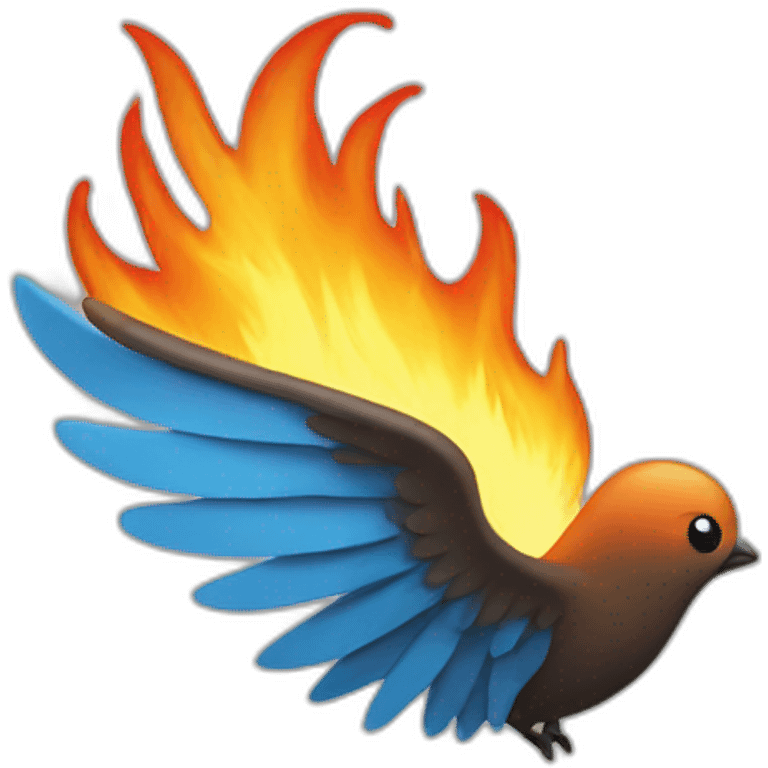 twitter logo with flame wings fire emoji