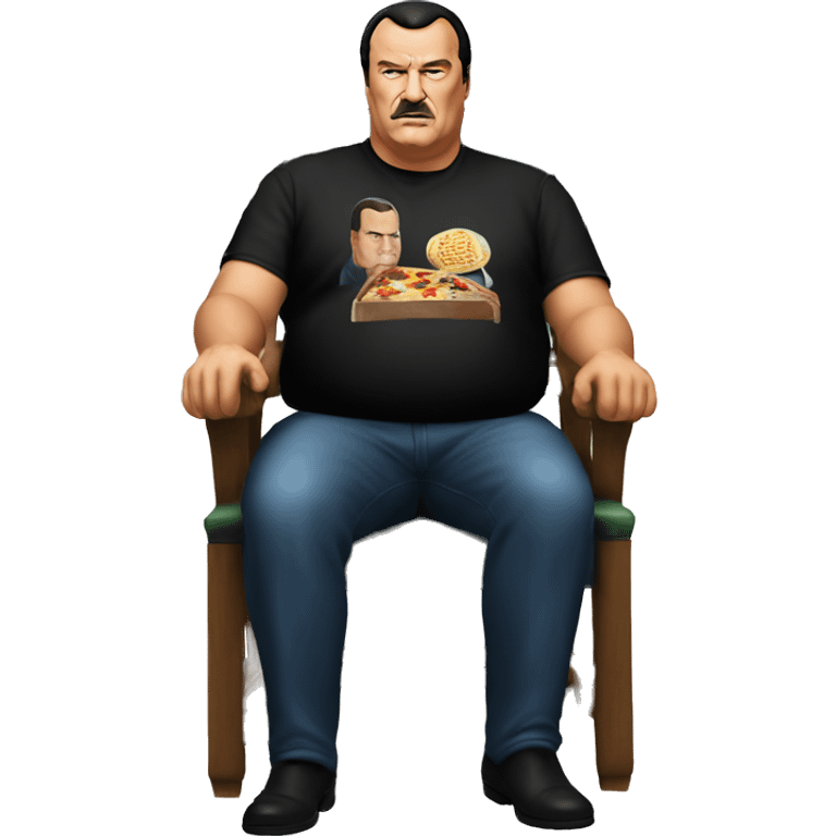 fat steven seagal with chair and pizza emoji