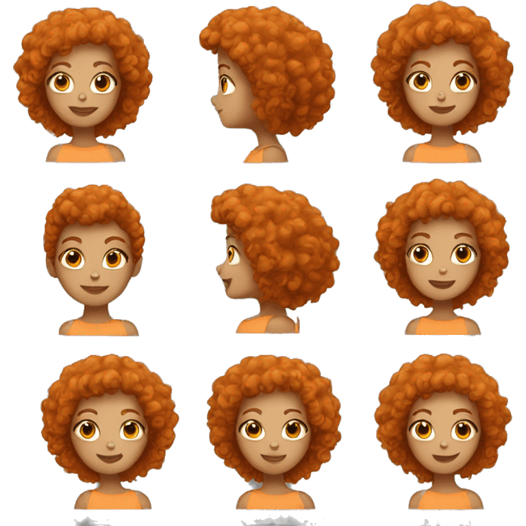 Woman with orange curly hair emoji