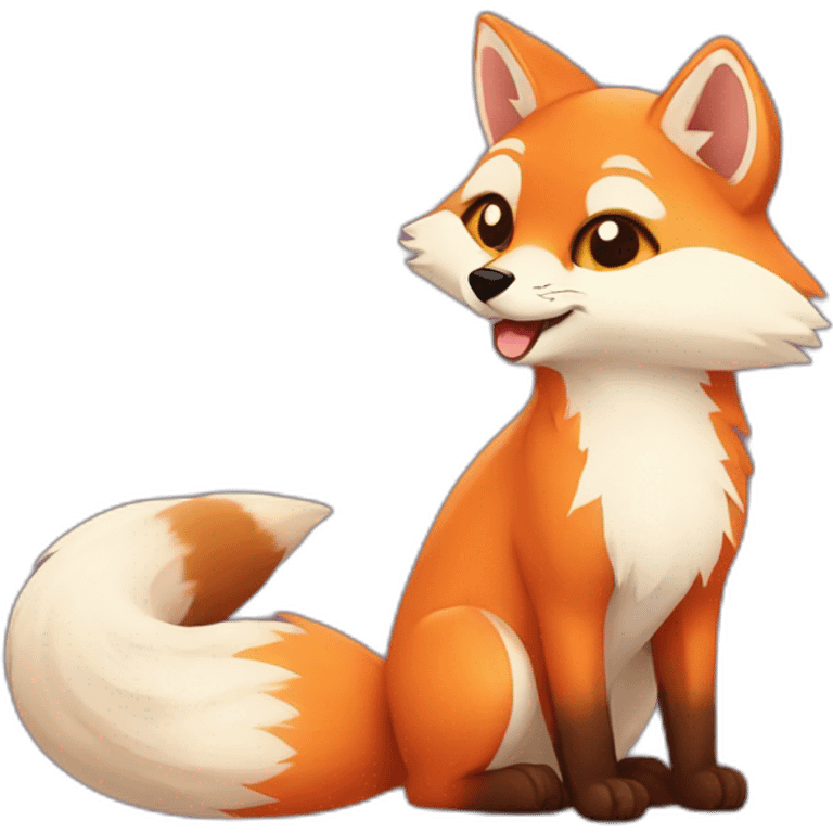 fox and cute ferret emoji